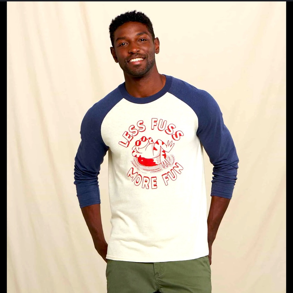 *Toad & Co. Hemp Daily Baseball Tee Less Fuss More Fun Frog M NWT Toad&Co